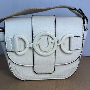 True Religion Structured Crossbody Bag Shoulder Purse Ivory Mini Small